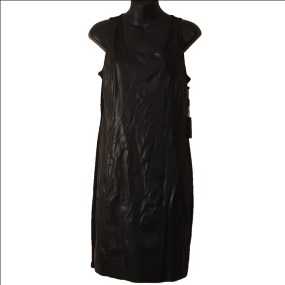 Calvin Klein Dresses & Skirts - Calvin Klein NWT Black Size 8 Faux Black Leather Look Sleeveless Dress.